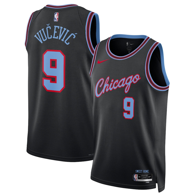 Men's Chicago Bulls #9 Nikola Vučević Black 2025/26 City Edition Stitched Basketball Jersey